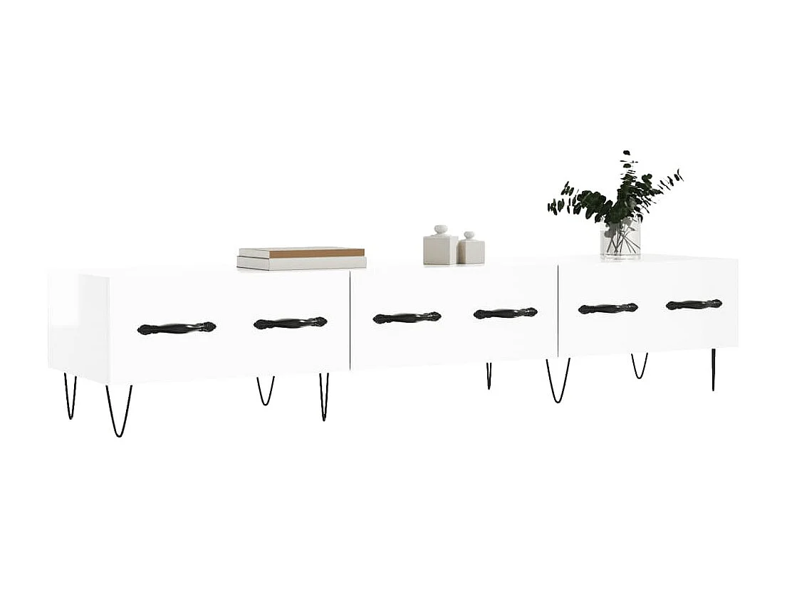 Eilve  Meuble TV blanc brillant 150x36x30 cm bois d'ingénierie