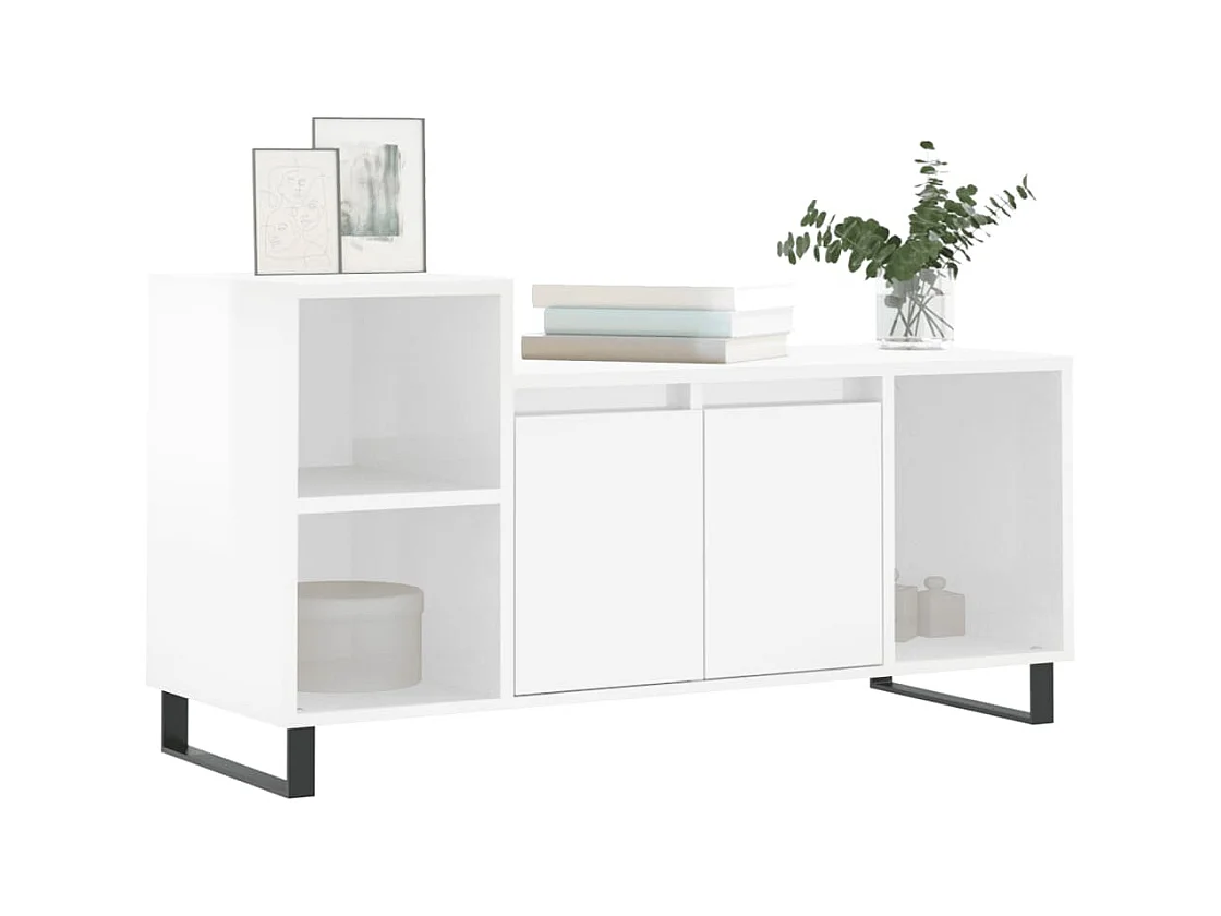 Pelkosenniemi  Meuble TV Blanc brillant 100x35x55 cm Bois d'ingénierie