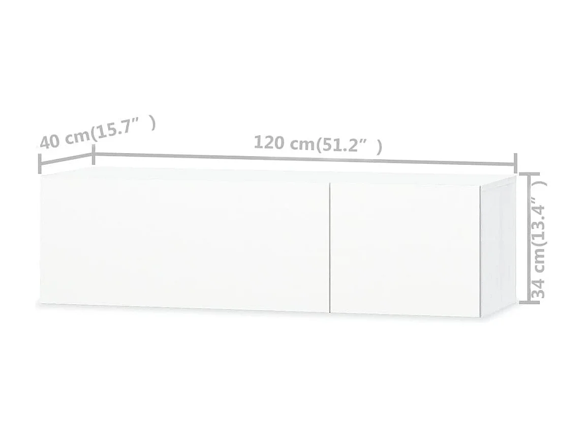 Nyldir  Meubles TV 2 pcs bois d’ingénierie 120x40x34 cm Blanc brillant