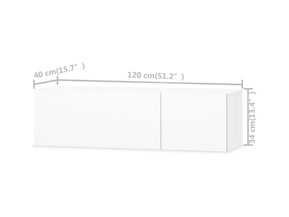 Nyldir  Meubles TV 2 pcs bois d’ingénierie 120x40x34 cm Blanc brillant