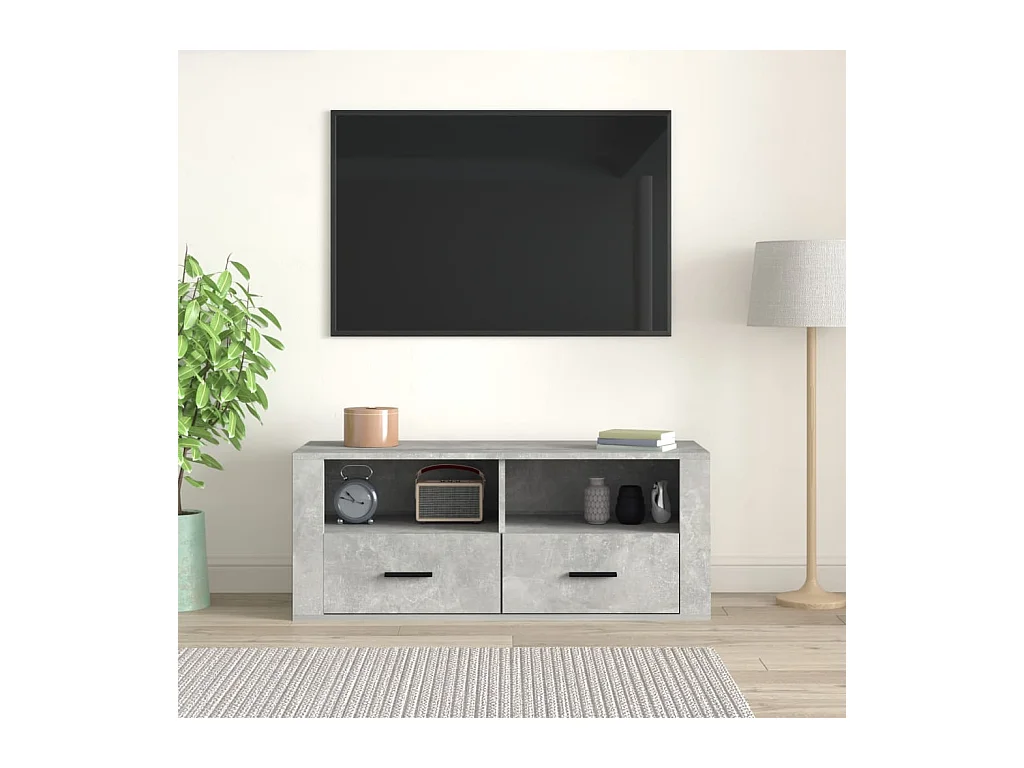 Monster  Meuble TV Gris béton 100x35x40 cm Bois d'ingénierie