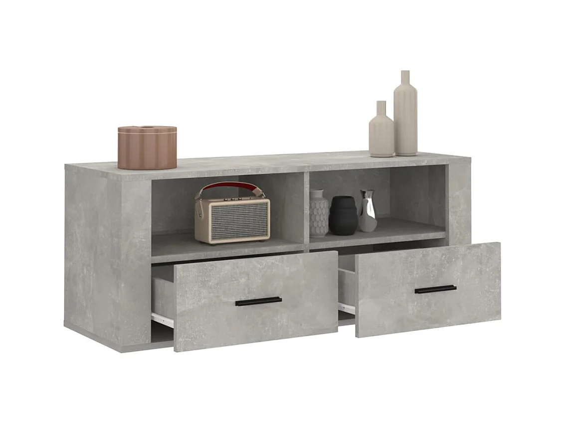 Monster  Meuble TV Gris béton 100x35x40 cm Bois d'ingénierie