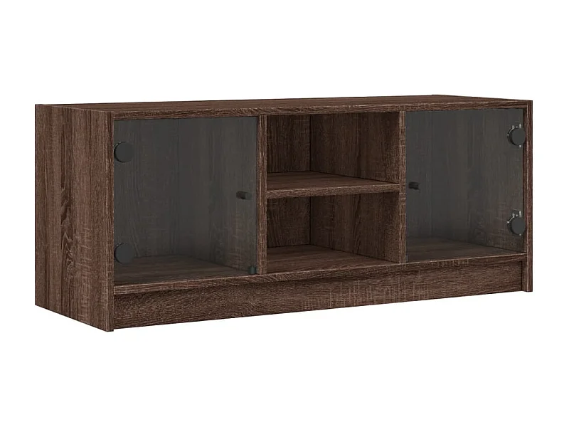 Fyrdir  Tv-meubel met glazen deuren 102x37x42 cm bruin eikenkleur