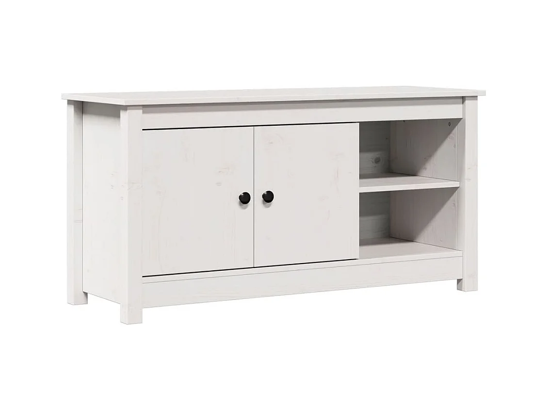 Clinton Corners  Meuble TV Blanc 103x36,5x52 cm Bois de pin massif