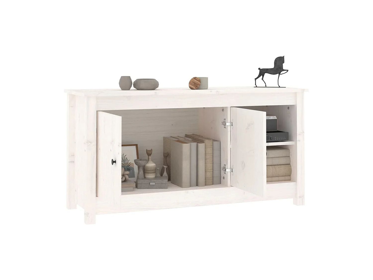 Clinton Corners  Meuble TV Blanc 103x36,5x52 cm Bois de pin massif