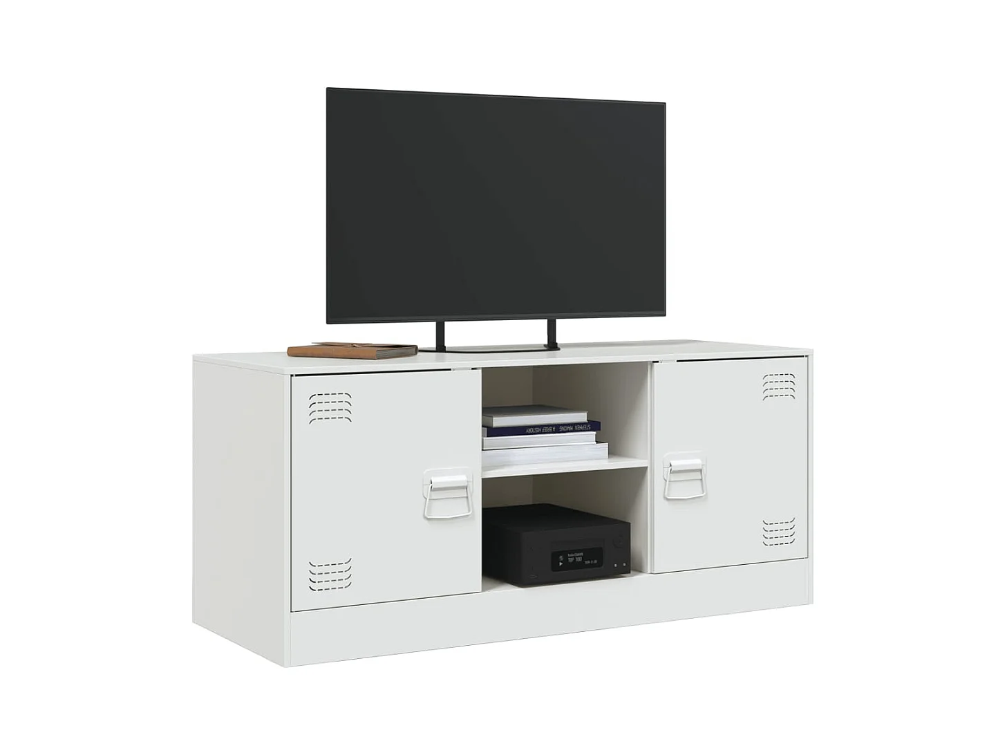 Jean-Claude  Meuble TV blanc 99x39x44 cm acier