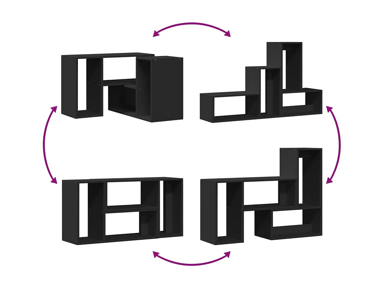 Dunmore  Meubles TV 2 pcs noir 75x30x50 cm bois d'ingénierie