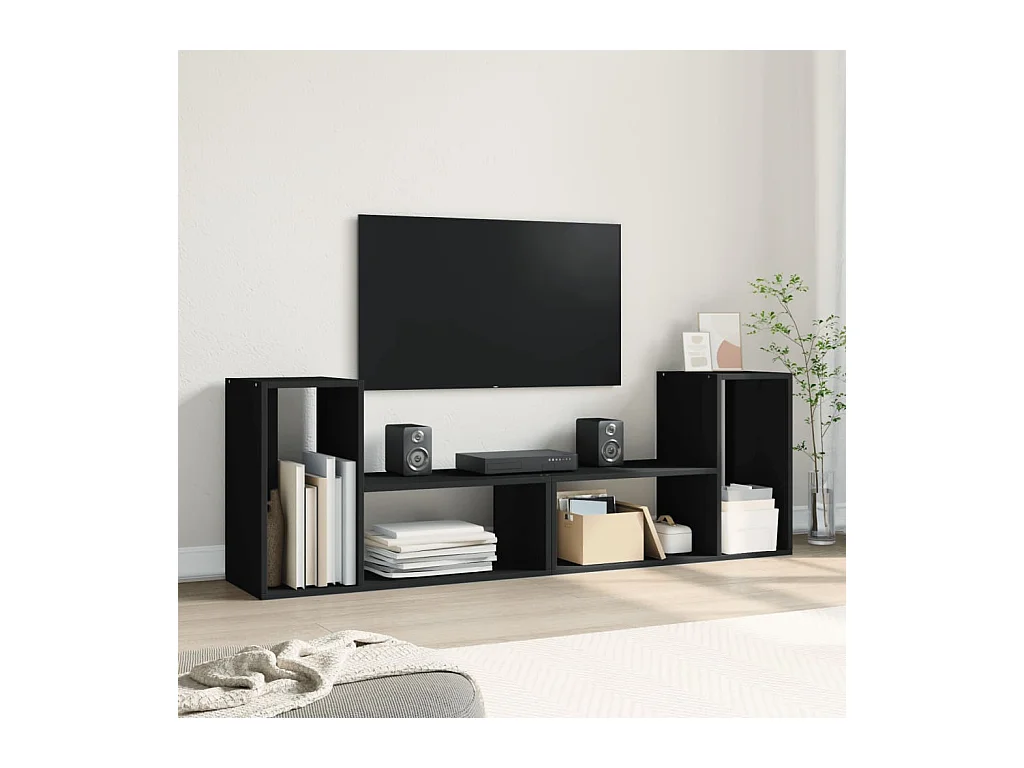 Dunmore  Tv-meubelen 2 st 75x30x50 cm bewerkt hout zwart