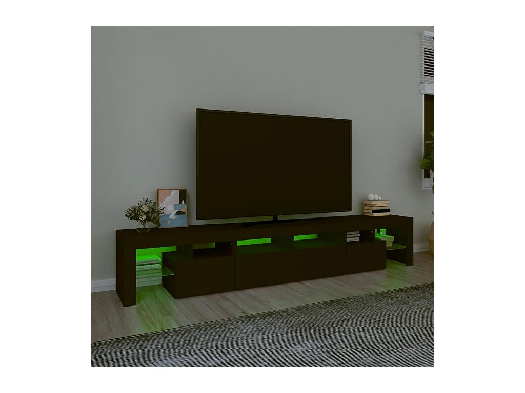 Tahlequah  Meuble TV avec lumières LED Noir 230x36,5x40 cm
