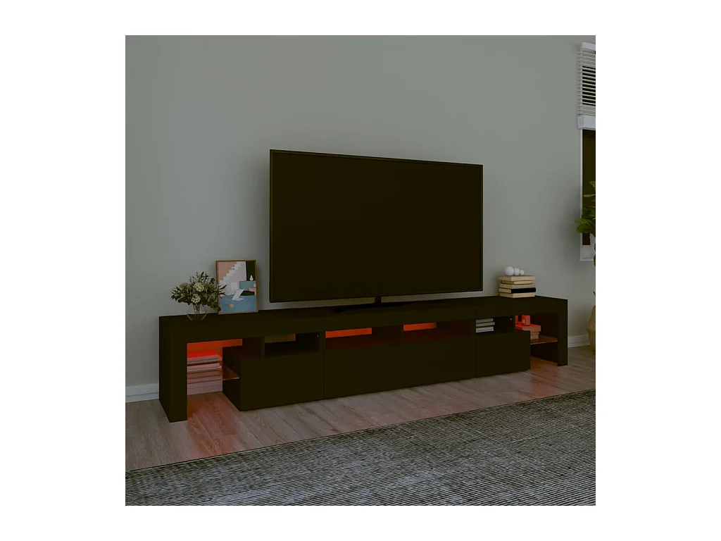Tahlequah  Meuble TV avec lumières LED Noir 230x36,5x40 cm