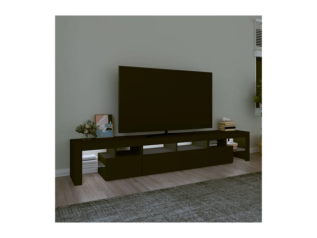 Tahlequah  Meuble TV avec lumières LED Noir 230x36,5x40 cm