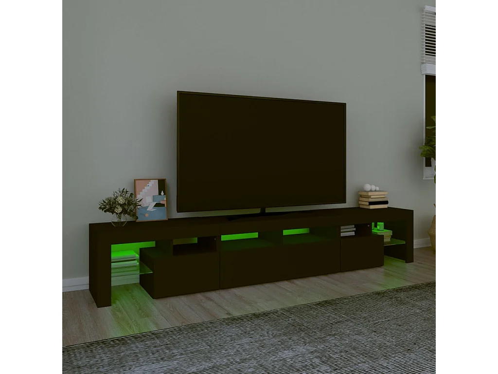 Tahlequah  Meuble TV avec lumières LED Noir 230x36,5x40 cm