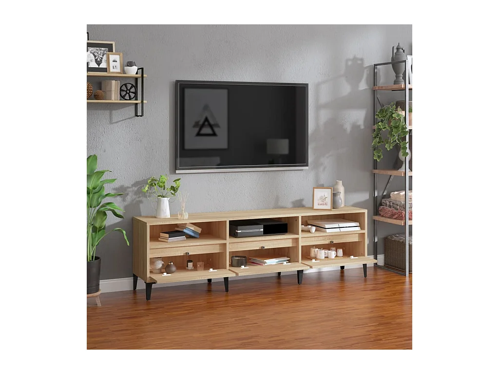 Simon-Pierre  Meuble TV chêne sonoma 150x30x44,5 cm bois d'ingénierie