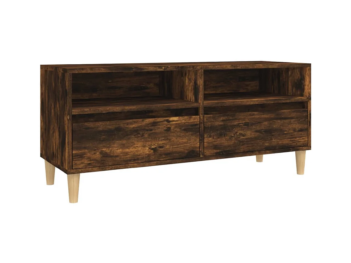 Lin  Meuble TV chêne fumé 100x34,5x44,5 cm bois d'ingénierie