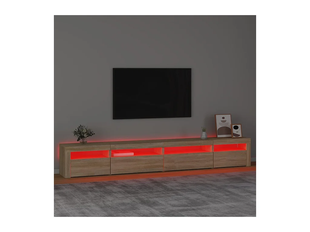 Cincinnatus  Meuble TV avec lumières LED Chêne sonoma 270x35x40 cm