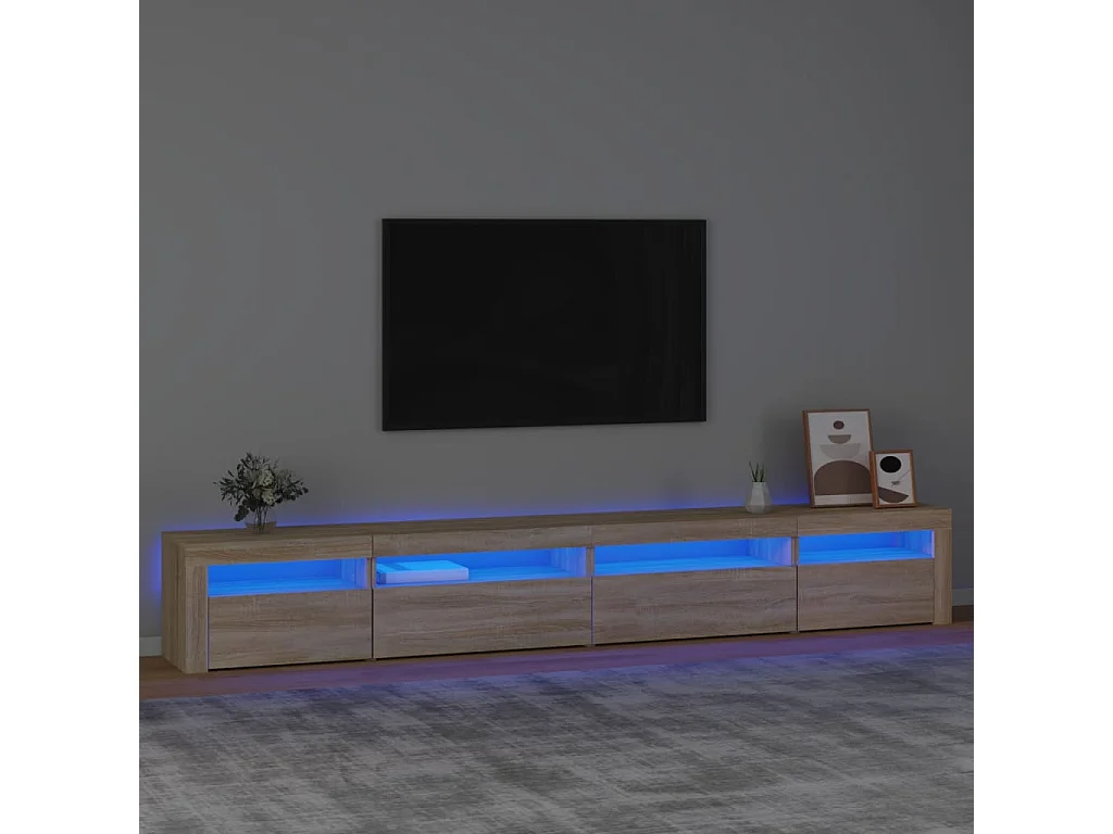 Cincinnatus  Meuble TV avec lumières LED Chêne sonoma 270x35x40 cm