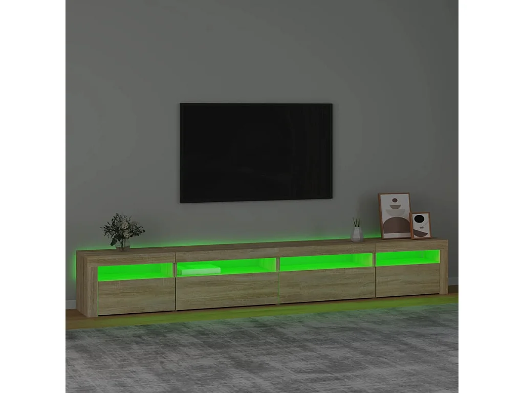 Cincinnatus  Meuble TV avec lumières LED Chêne sonoma 270x35x40 cm