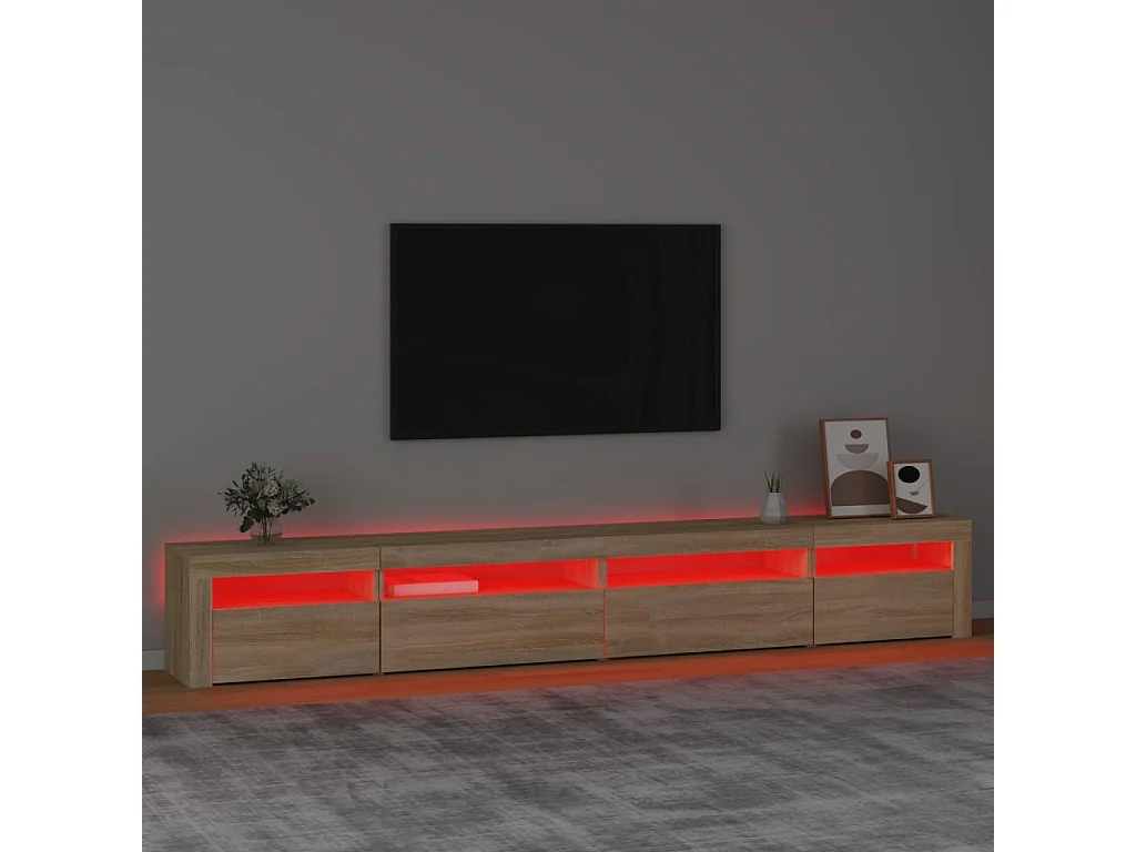 Cincinnatus  Meuble TV avec lumières LED Chêne sonoma 270x35x40 cm