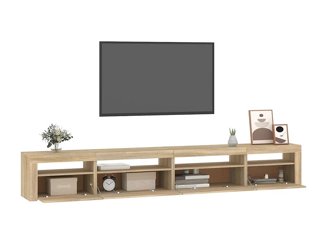 Cincinnatus  Meuble TV avec lumières LED Chêne sonoma 270x35x40 cm