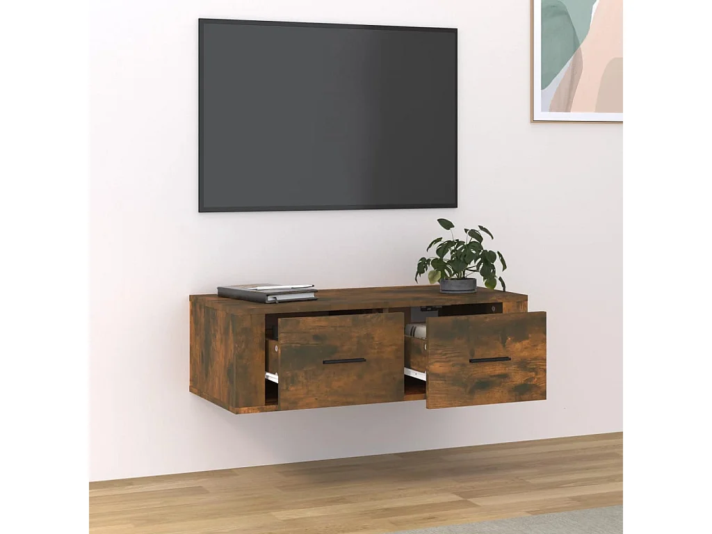 Castlewarden  Armoire TV suspendue Chêne fumé 80x36x25 cm Bois d'ingénierie