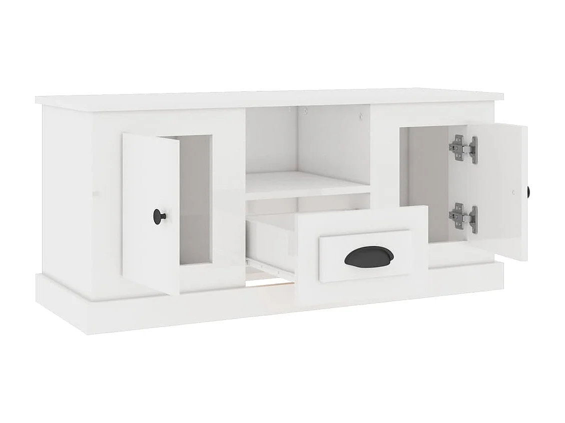 Yolanda  Meuble TV blanc brillant 100x35,5x45 cm bois d'ingénierie