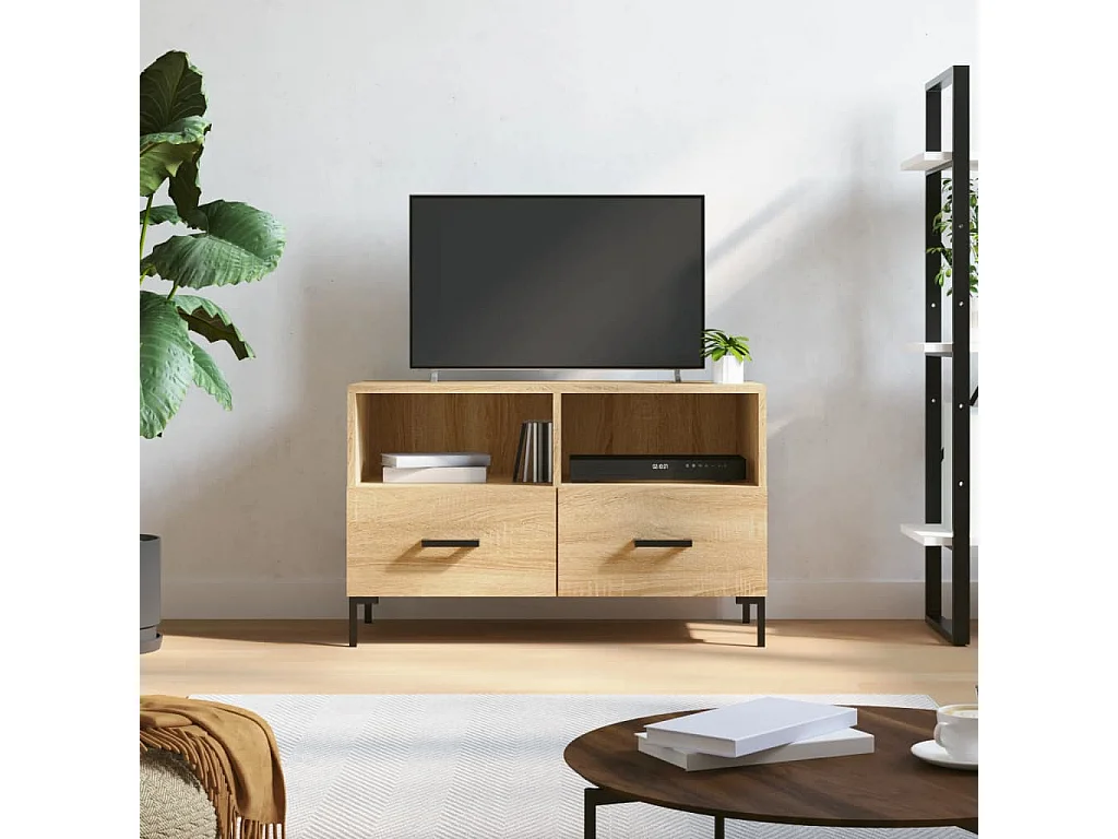 Hirlen  Meuble TV Chêne sonoma 80x36x50 cm Bois d'ingénierie