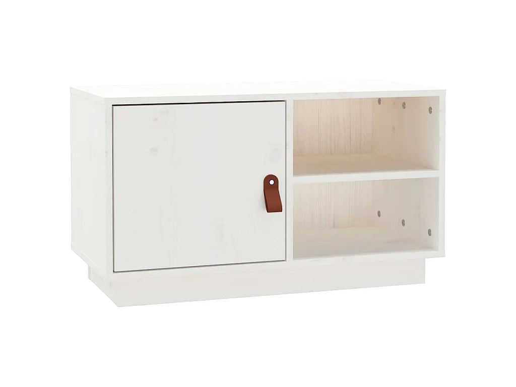 Patricia María  Meuble TV Blanc 70x34x40 cm Bois de pin massif