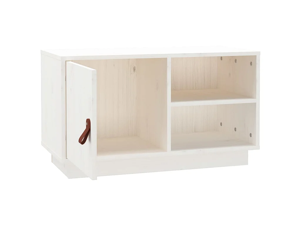 Patricia María  Meuble TV Blanc 70x34x40 cm Bois de pin massif