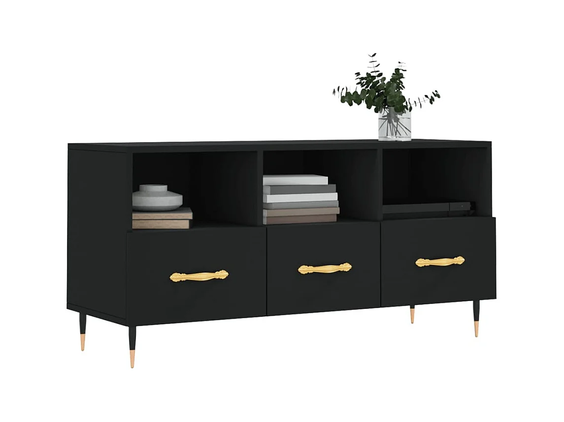 Ravy  Meuble TV noir 102x36x50 cm bois d'ingénierie