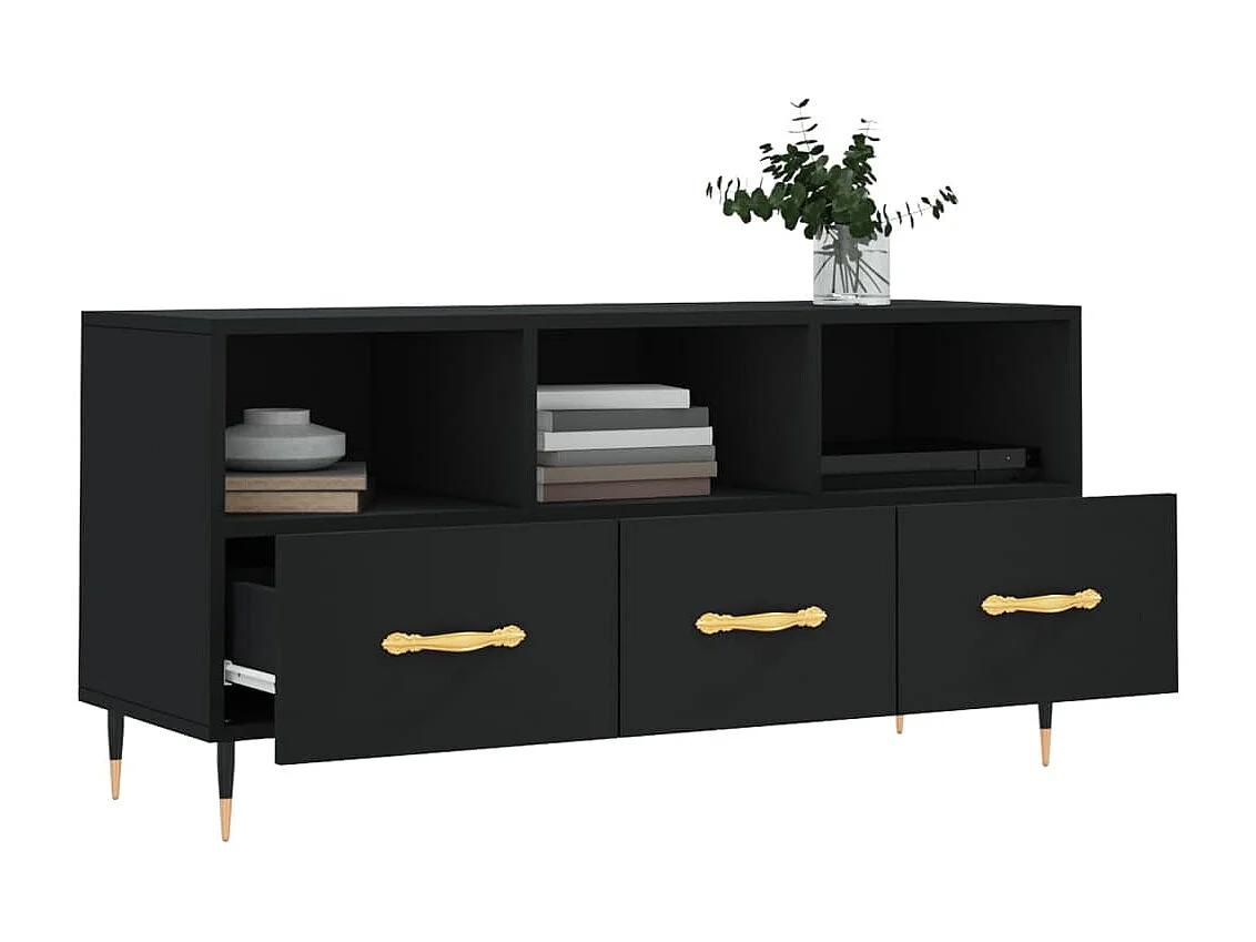 Ravy  Meuble TV noir 102x36x50 cm bois d'ingénierie