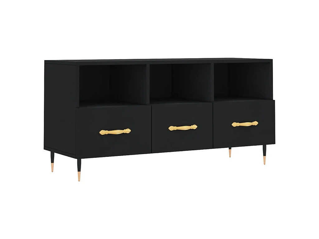 Ravy  Meuble TV noir 102x36x50 cm bois d'ingénierie