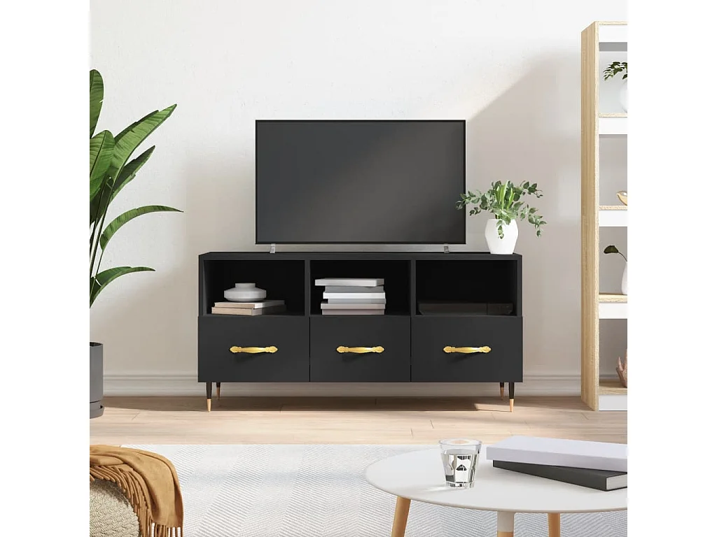 Ravy  Meuble TV noir 102x36x50 cm bois d'ingénierie