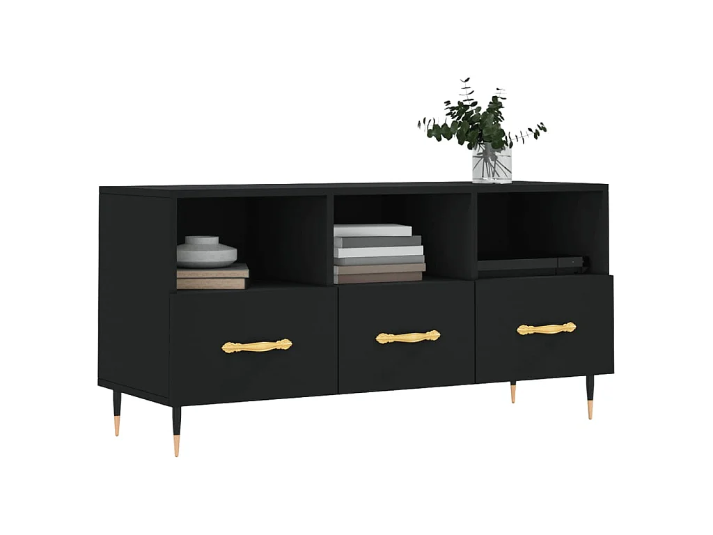 Ravy  Meuble TV noir 102x36x50 cm bois d'ingénierie