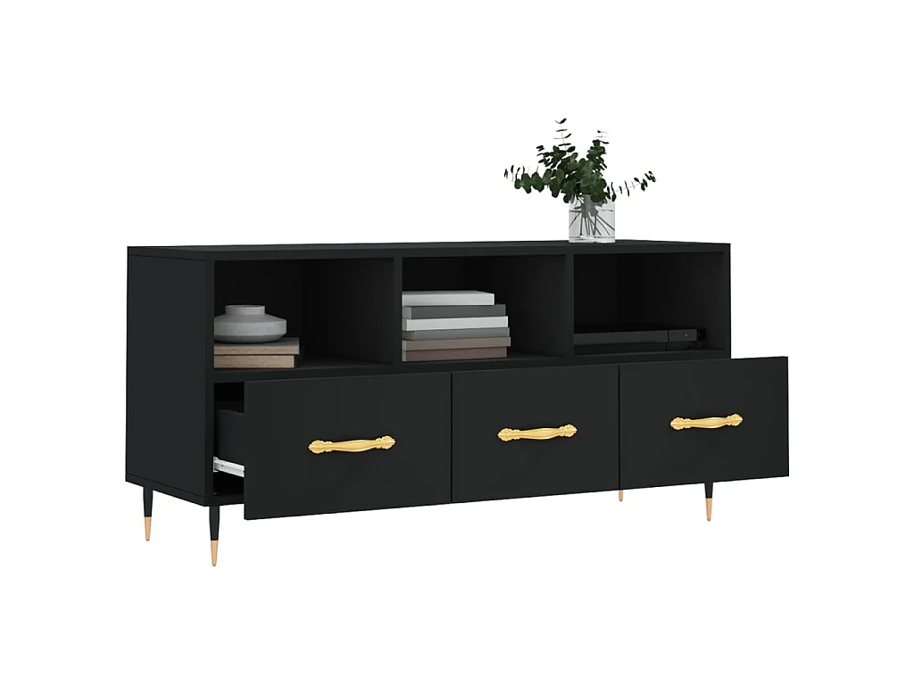 Ravy  Meuble TV noir 102x36x50 cm bois d'ingénierie