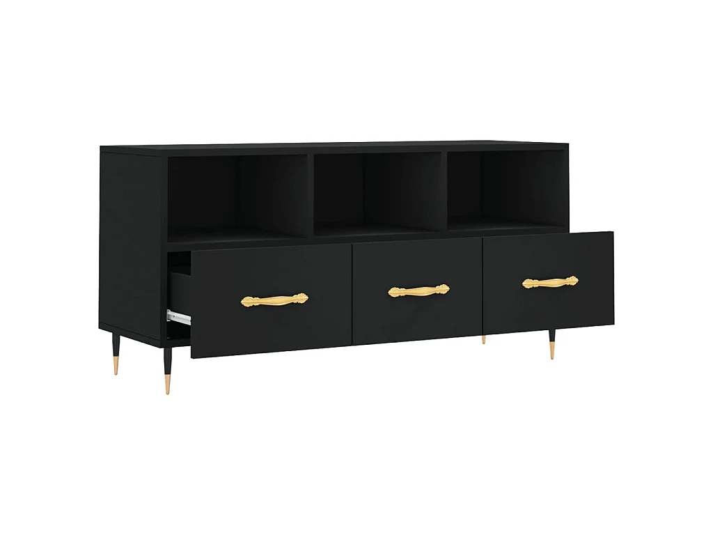 Ravy  Meuble TV noir 102x36x50 cm bois d'ingénierie