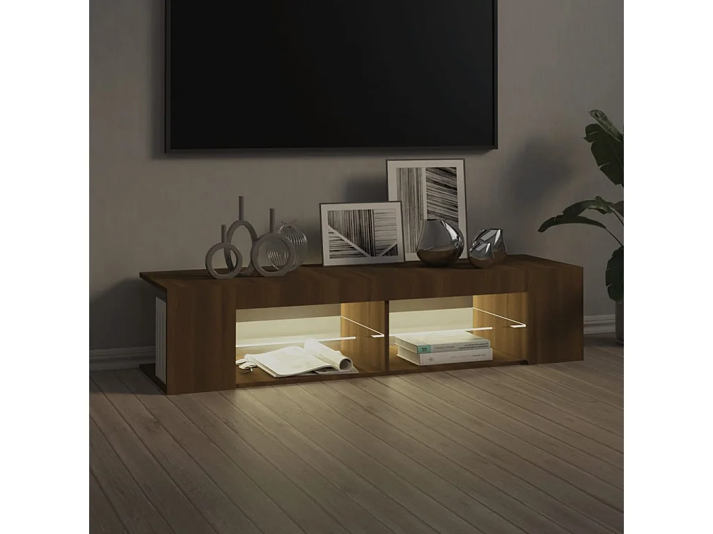 Henryetta  Tv-meubel met LED-verlichting 135x39x30 cm bruin eikenkleur