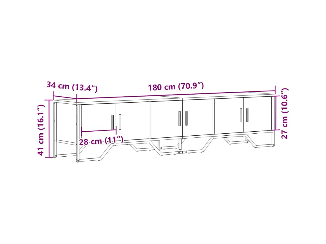 Nouria  Meuble TV noir 180x34x41 cm bois d'ingénierie