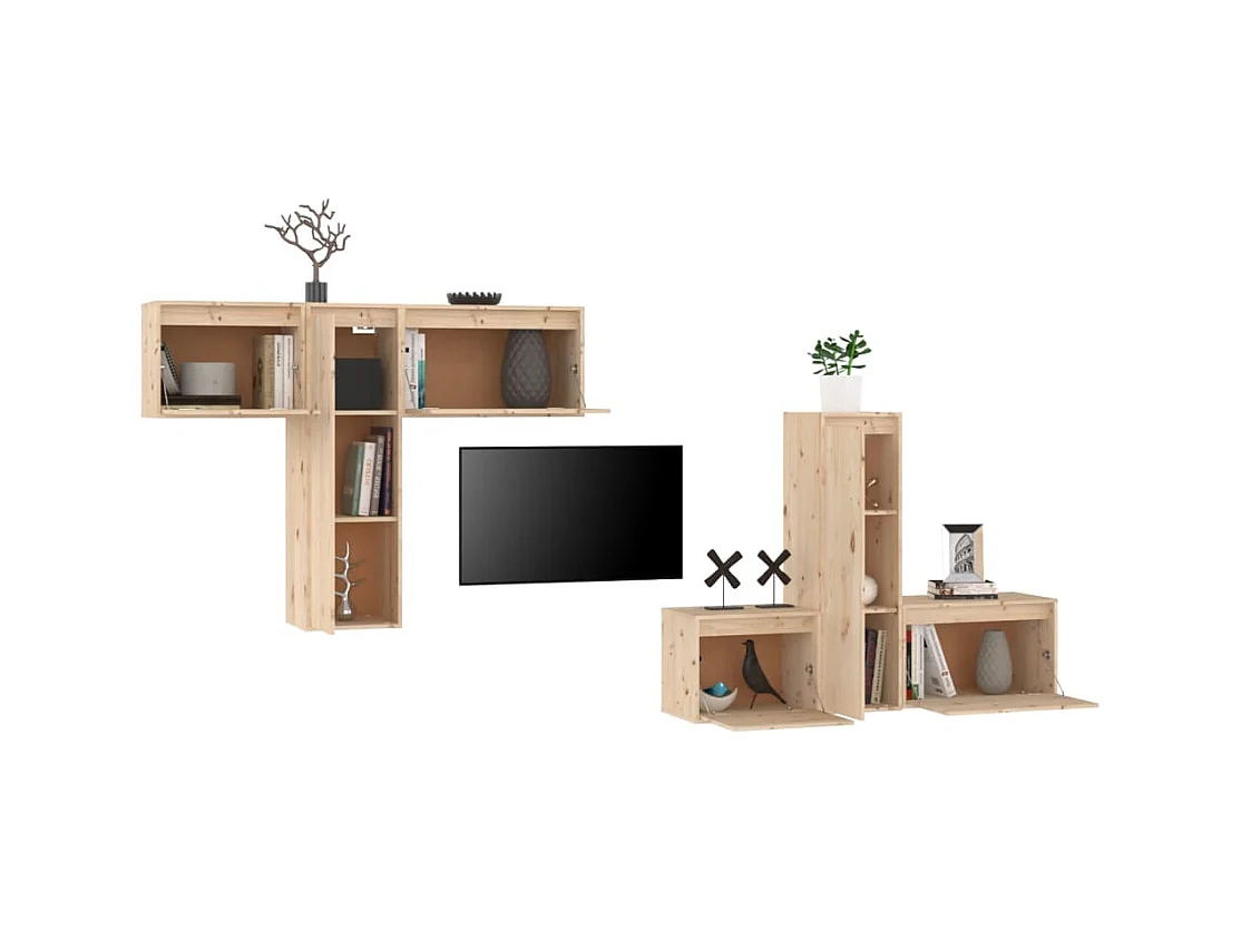 Gunleik  Meubles TV 6 pcs Bois massif de pin