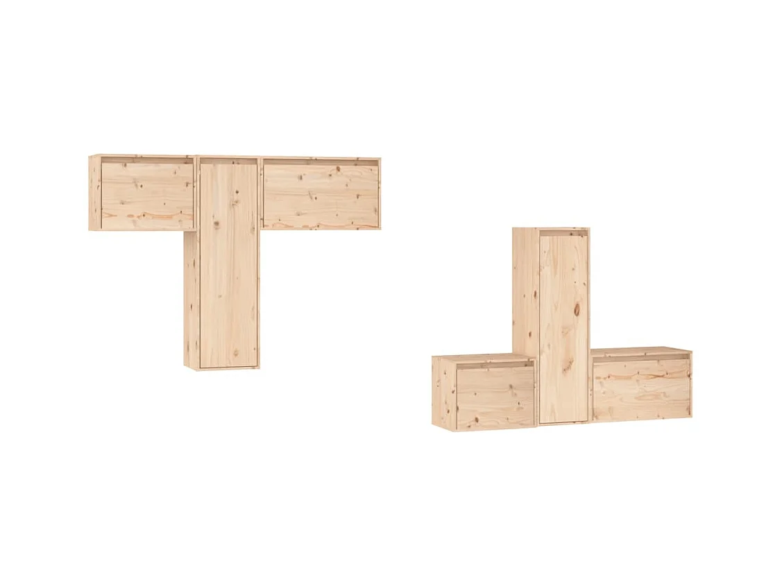 Gunleik  Muebles para TV 6 piezas madera maciza de pino