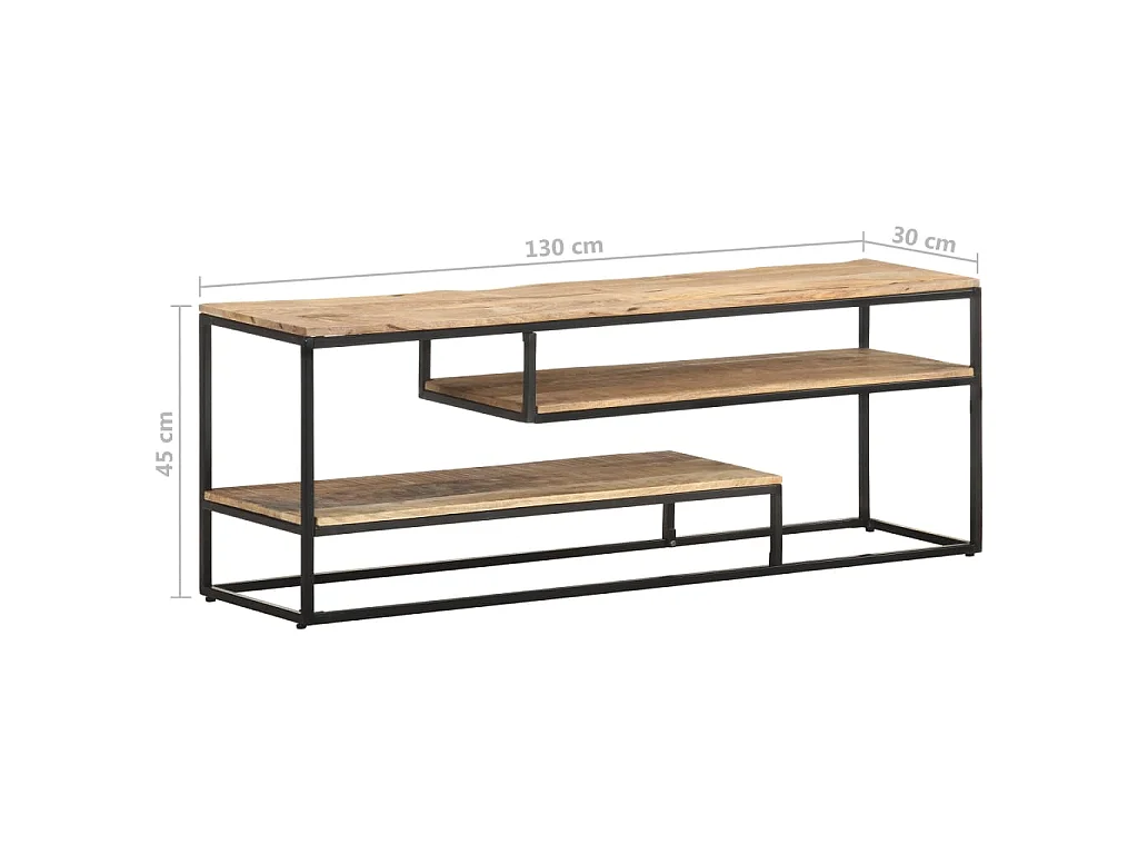 Tempe  Meuble TV 130x30x45 cm Bois de manguier brut