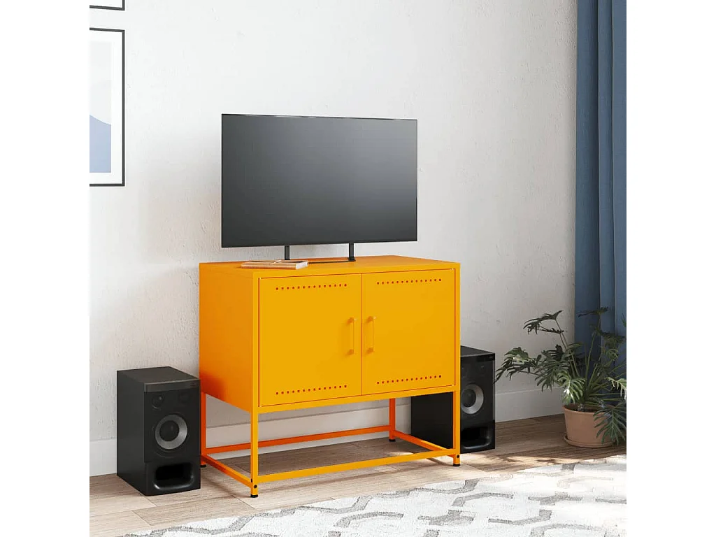 Cerlan  Meuble TV jaune moutarde 68,5x39x60,5 cm acier
