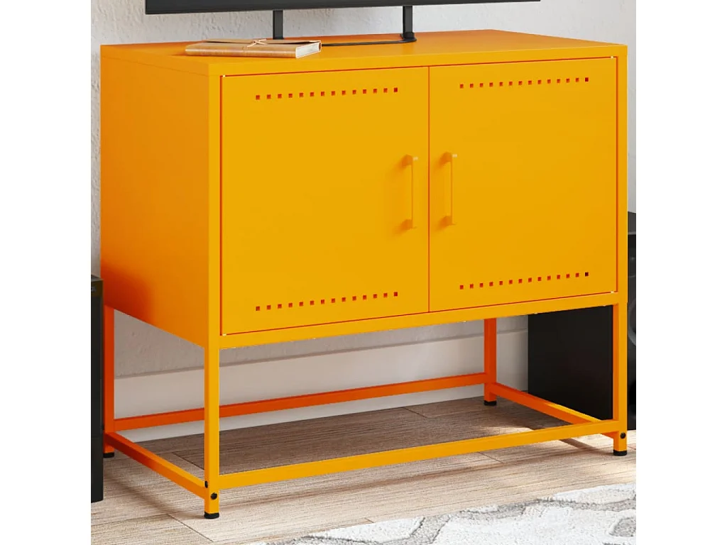 Cerlan  Meuble TV jaune moutarde 68,5x39x60,5 cm acier