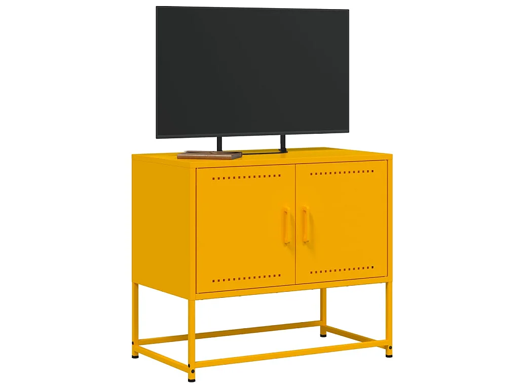 Cerlan  Meuble TV jaune moutarde 68,5x39x60,5 cm acier