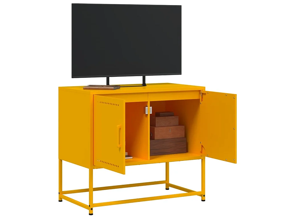 Cerlan  Meuble TV jaune moutarde 68,5x39x60,5 cm acier