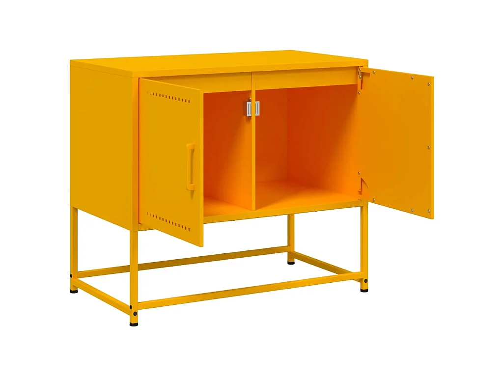 Cerlan  Meuble TV jaune moutarde 68,5x39x60,5 cm acier