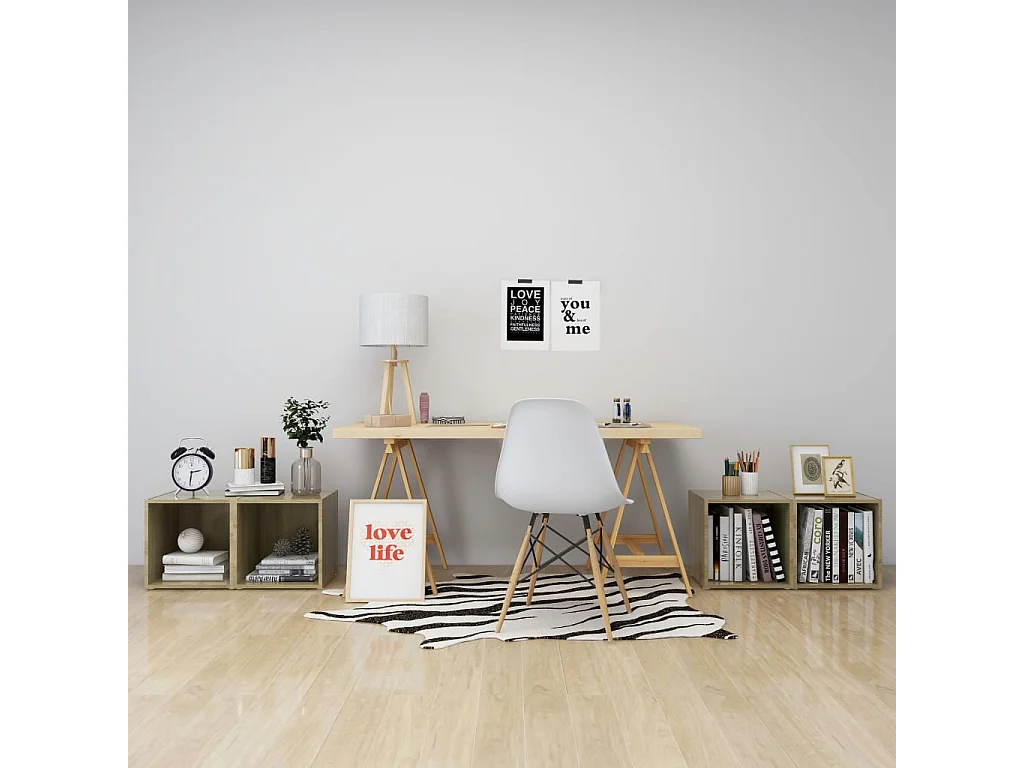 Cape Canaveral  Tv-meubelen 4 st 37x35x37 cm bewerkt hout sonoma eikenkleurig