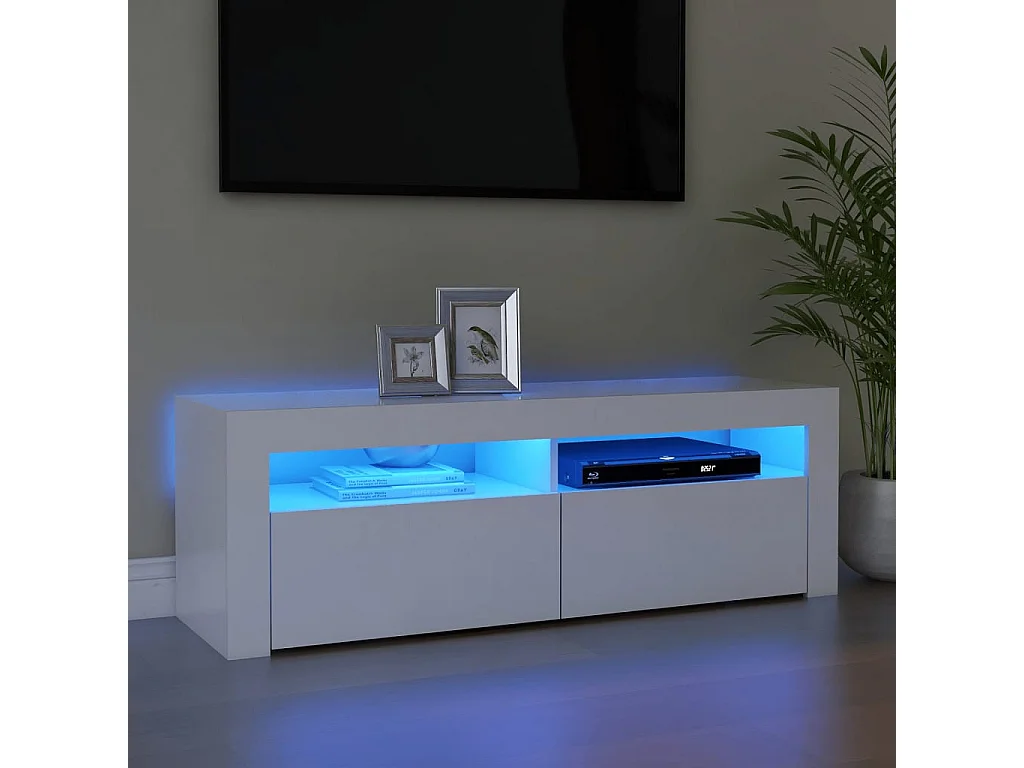 Afet  Meuble TV avec lumières LED blanc 120x35x40 cm