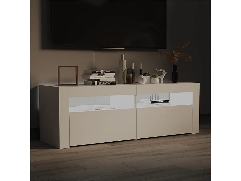 Denril  Meuble TV avec lumières LED blanc 120x35x40 cm