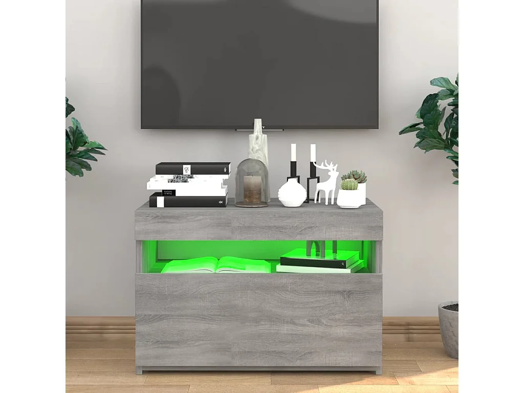 Ilion  Meuble TV avec lumières LED Sonoma gris 60x35x40 cm