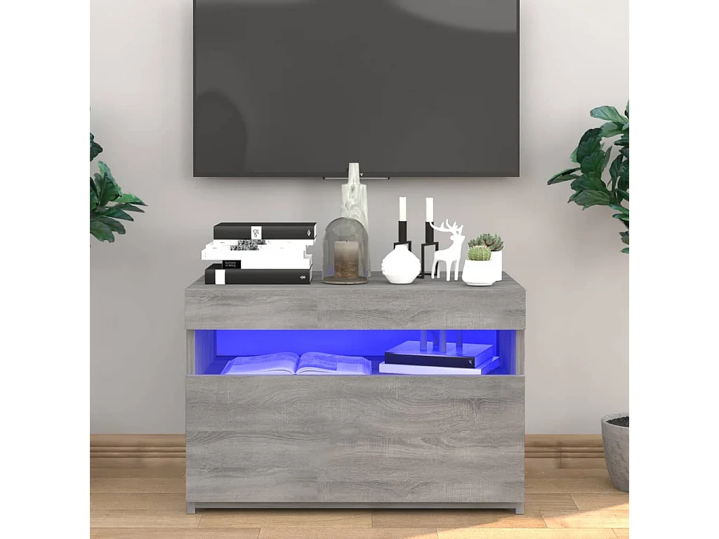 Ilion  Meuble TV avec lumières LED Sonoma gris 60x35x40 cm